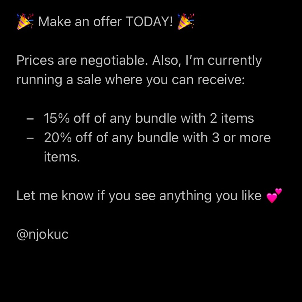 Check out my bundle deal. Offers are welcomed! 💕